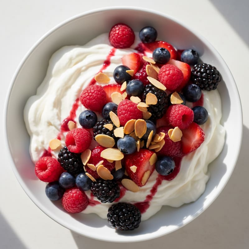 Silky Greek Yogurt Protein Mousse with Mixed Berries