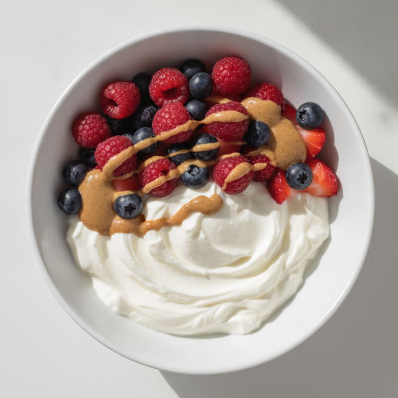 Greek Yogurt Protein Bowl with Mixed Berries and Almond Butter