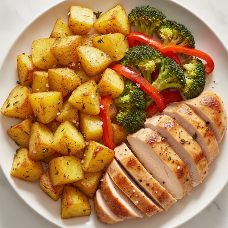 Roasted Yellow Potatoes with Herbs and Chicken