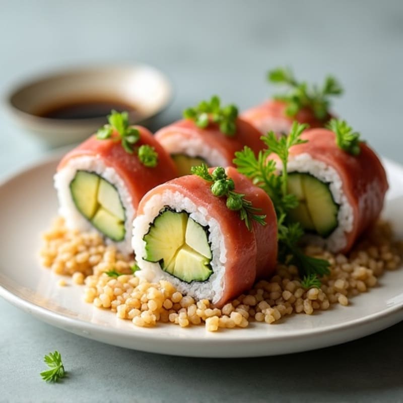 Fresh Tuna Avocado Roll with Cucumber