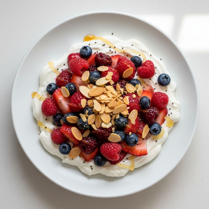 Silky Greek Yogurt Protein Pudding with Mixed Berries