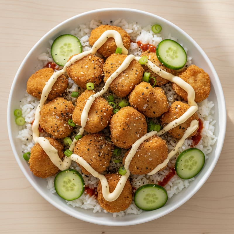 Chicken Nugget Rice Bowl with Kewpie Mayonnaise