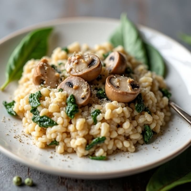 Creamy Savory Mushroom Risotto with Shredded Chicken