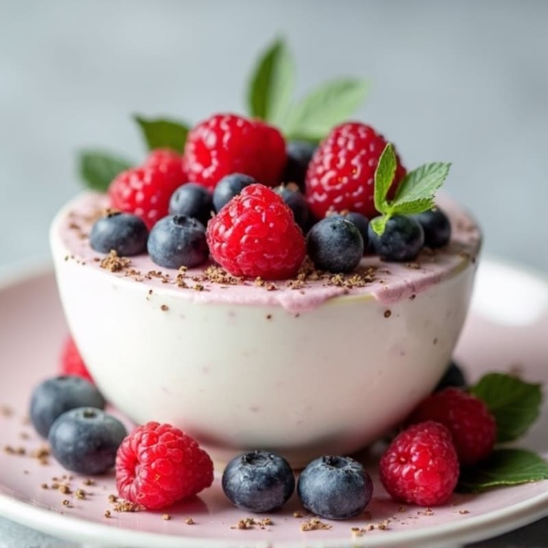 Greek Yogurt Protein Mousse with Mixed Berries