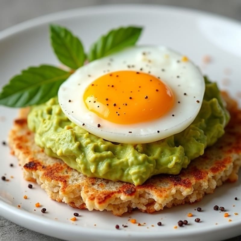 Crispy Whole Wheat Rice Cakes with Creamy Avocado and Sliced Egg