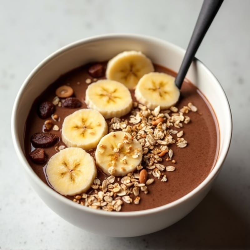 Chocolate Protein Smoothie Bowl with Peanut Butter and Banana