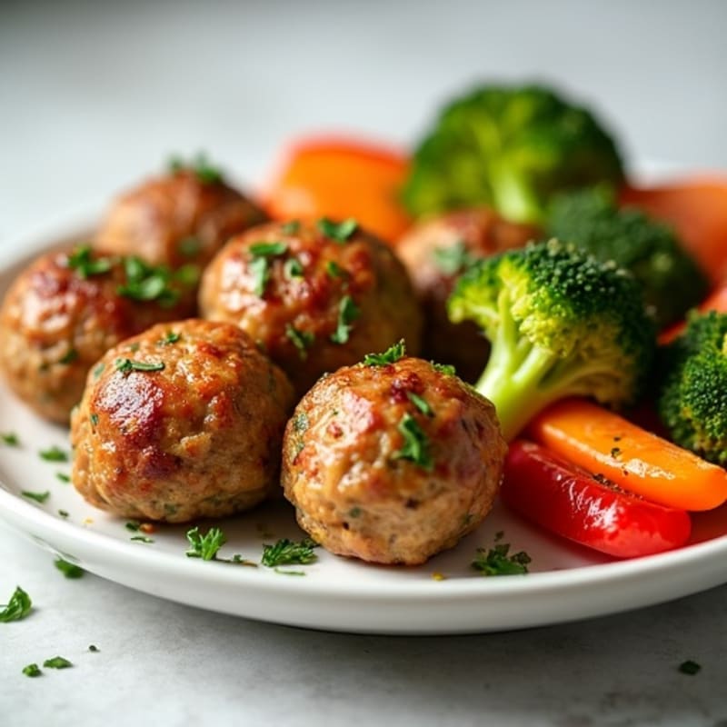 Herb-Seasoned Turkey Meatballs with Roasted Vegetables