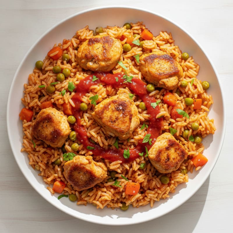 Savory Tomato Rice with Carrots and Peas