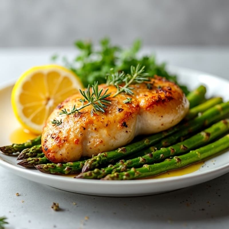 Sheet Pan Lemon Herb Roasted Chicken and Crispy Asparagus