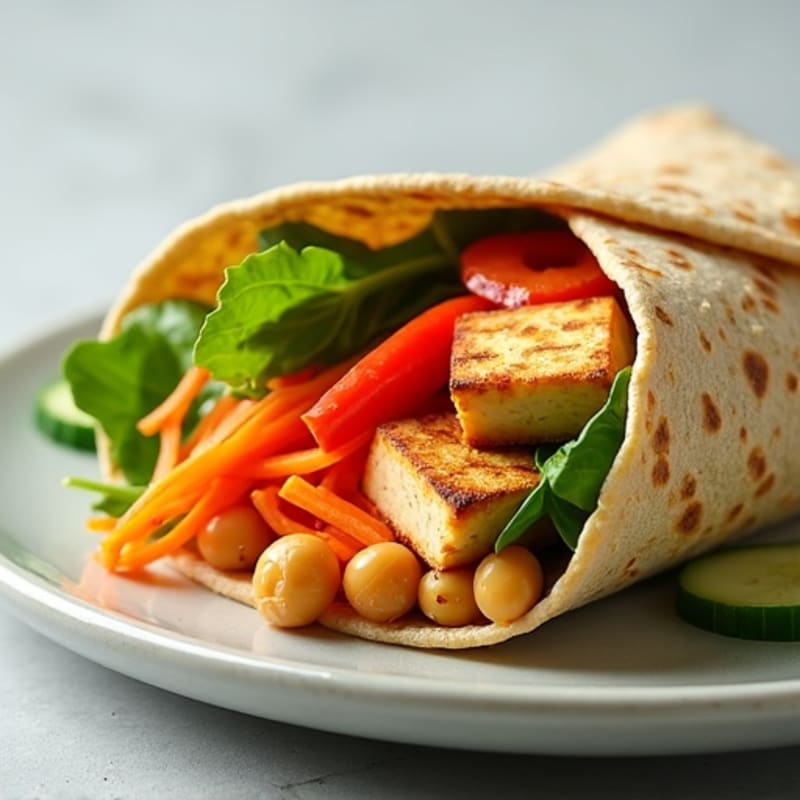 Fresh Rainbow Veggie Wrap with Hummus