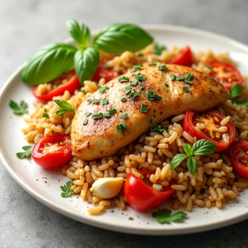Herb-Infused Chicken and Tomato Rice Skillet with Bell Peppers
