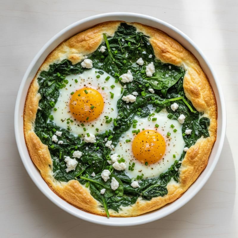 Baked Eggs with Spinach and Feta