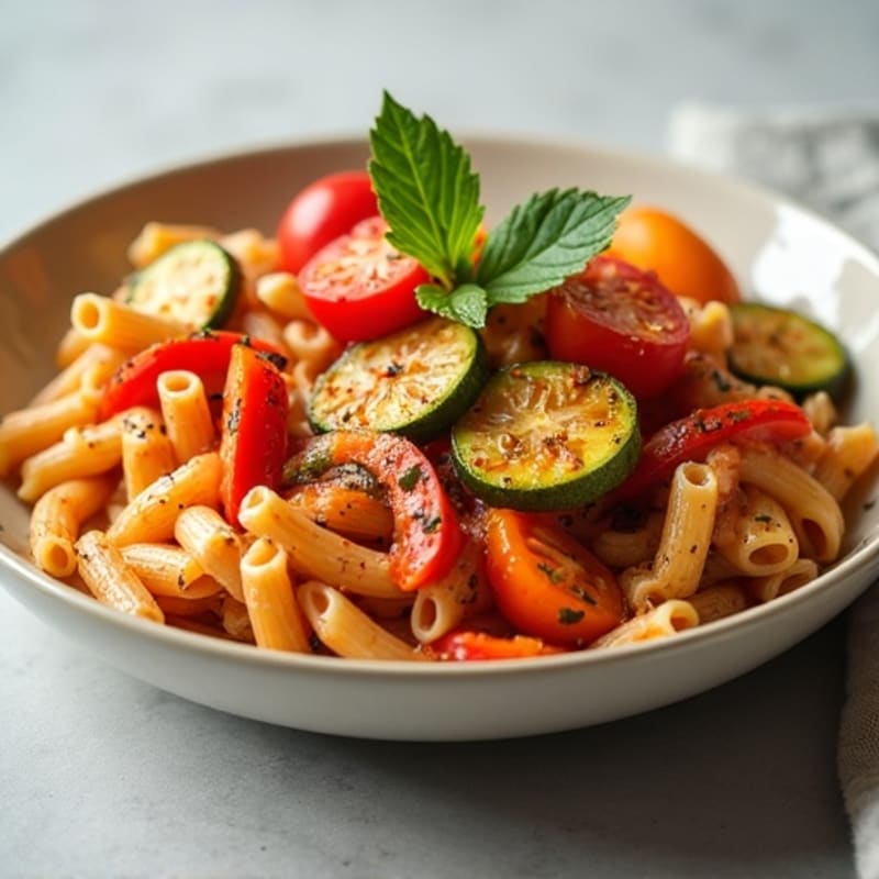 Chicken and Roasted Vegetable Pasta with Creamy Tomato Sauce
