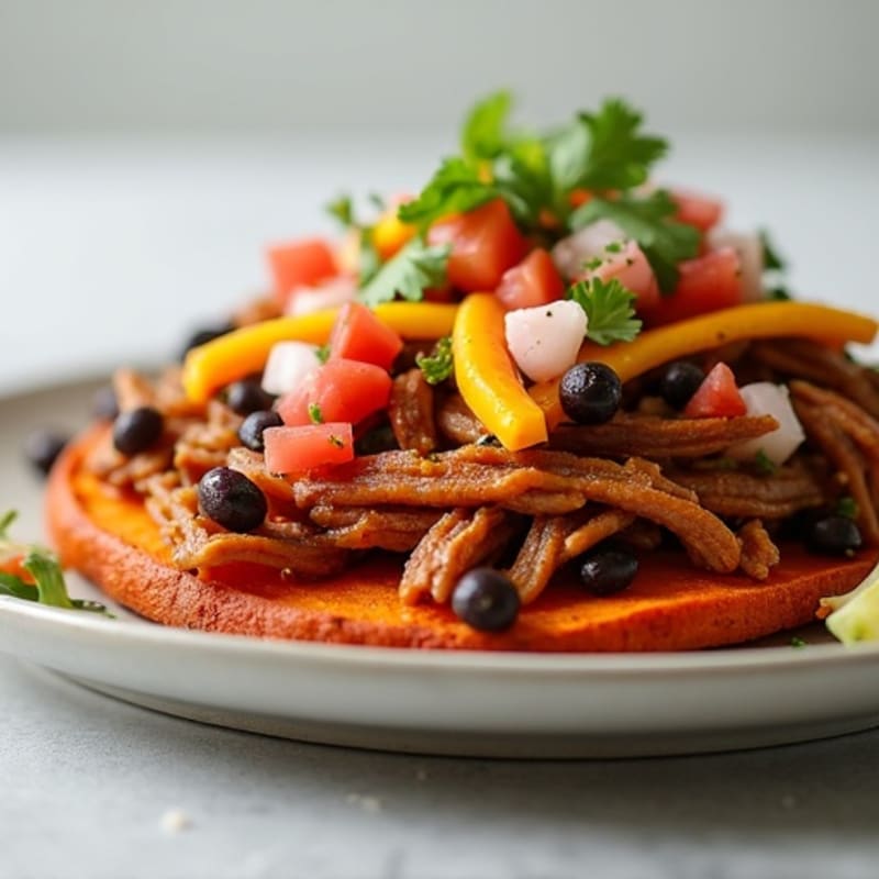 Crispy Sweet Potato Nachos with Pulled Pork
