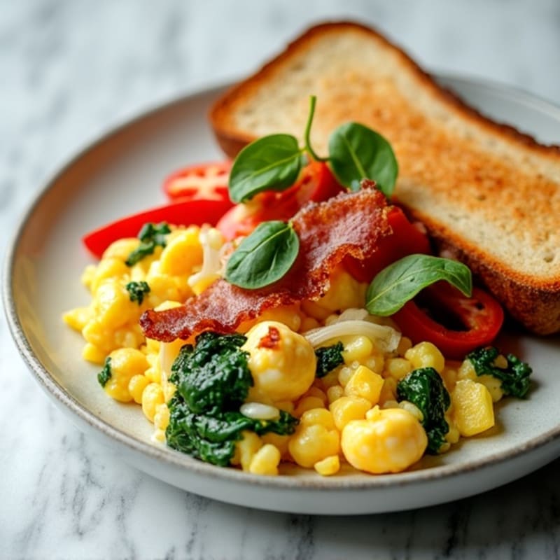 Egg White Scramble with Spinach and Turkey Bacon