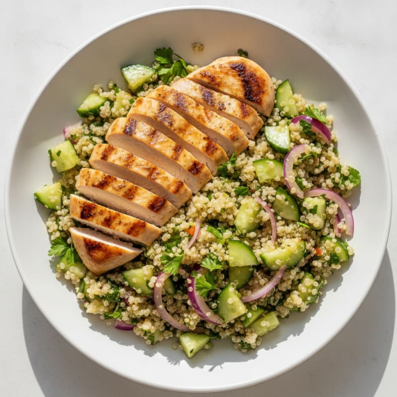 Grilled Chicken Breast with Cucumber Quinoa Salad