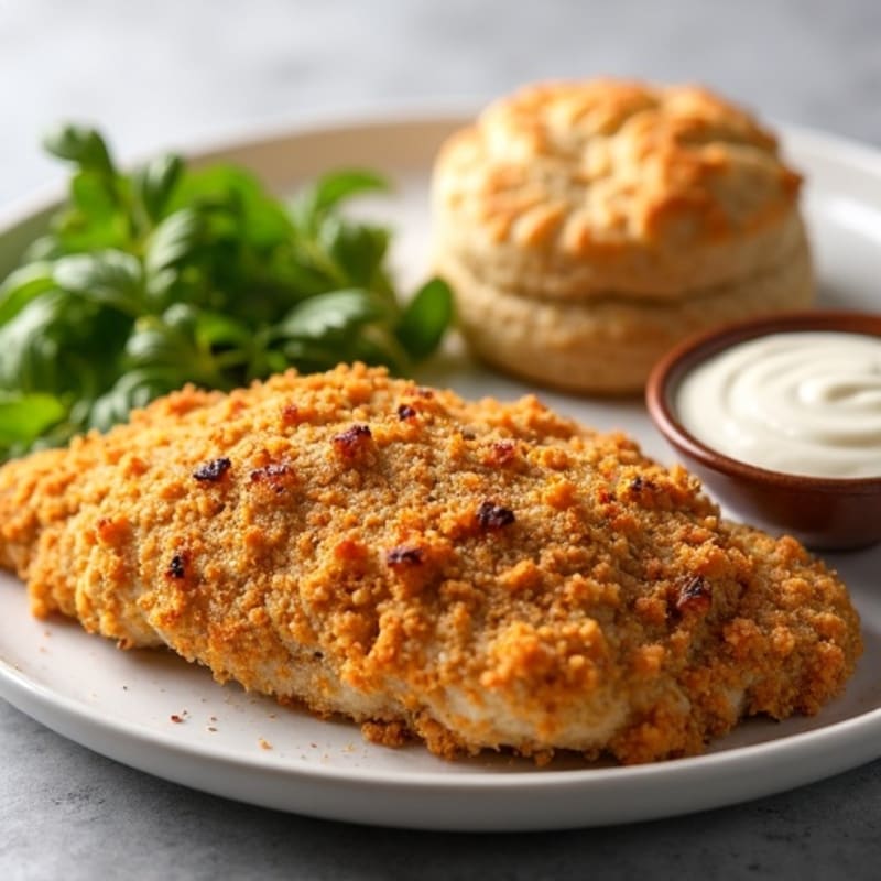 Crispy Baked Chicken with Fluffy Whole Wheat Biscuits