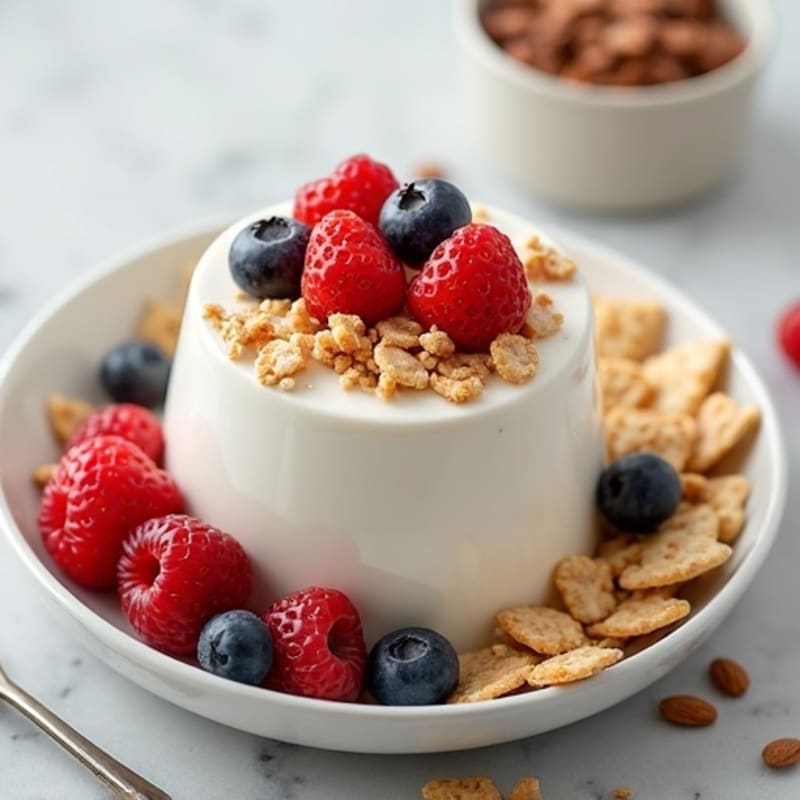 Vanilla Protein Yogurt with Rice Crisps and Fresh Berries
