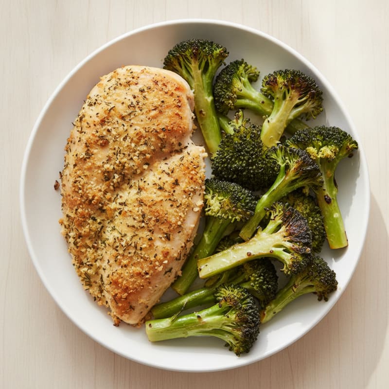 Herb-Crusted Chicken with Zesty Roasted Broccoli
