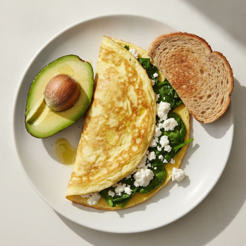 Egg White Spinach Omelet with Cottage Cheese