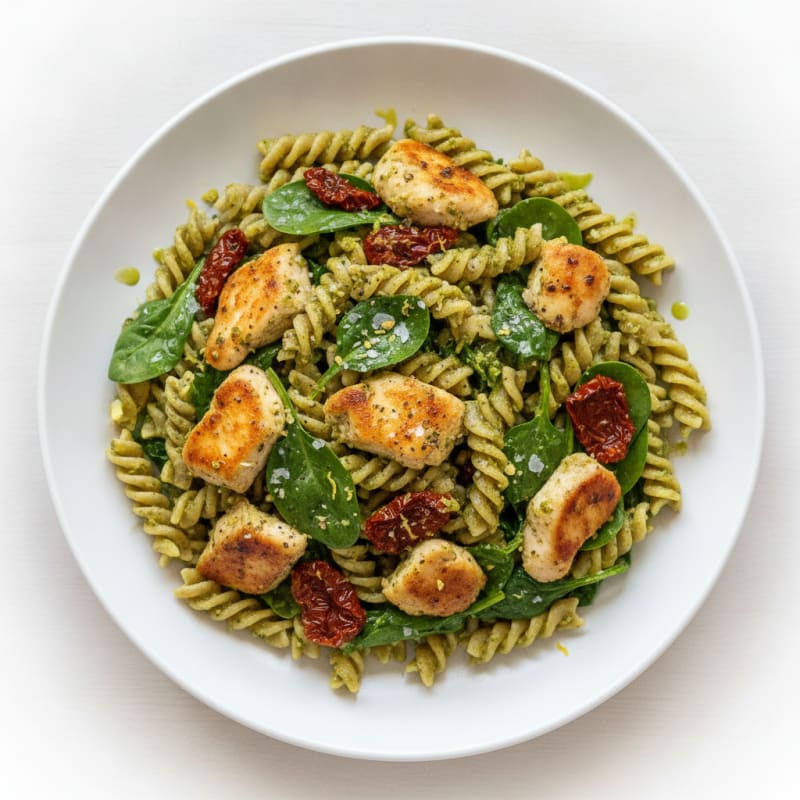 Pesto Chicken Pasta with Sun-Dried Tomatoes