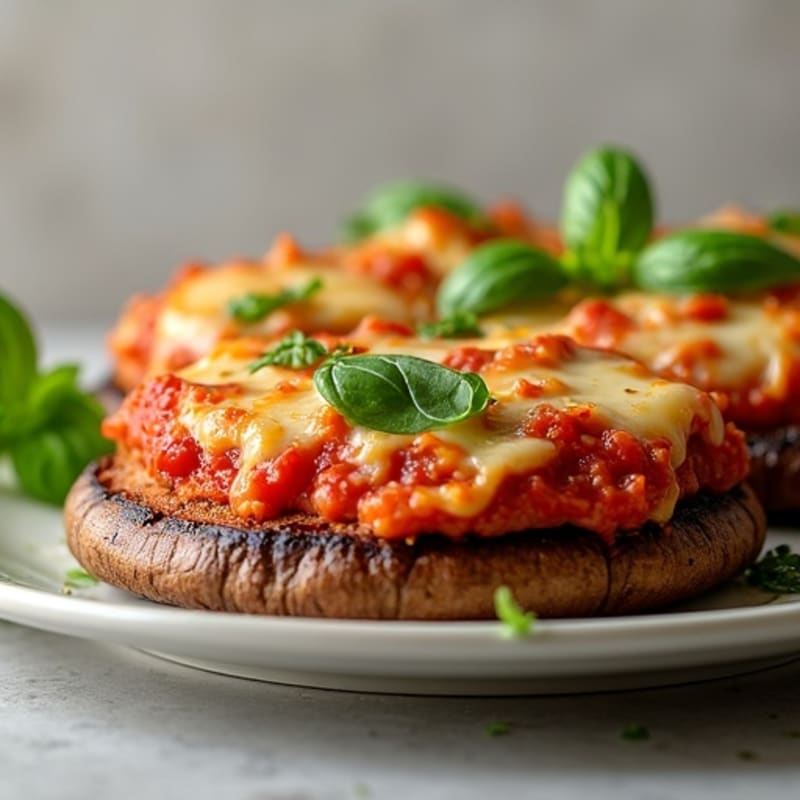 Cheesy Stuffed Portobello Pizza with Crispy Turkey Pepperoni