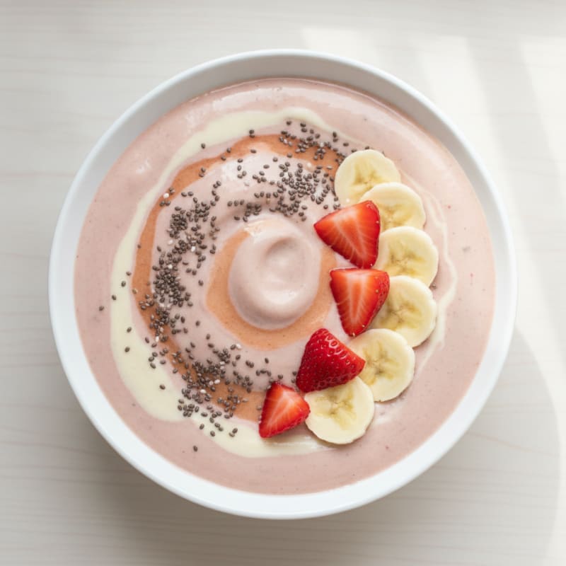 Strawberry Banana Protein Smoothie with Greek Yogurt and Chia