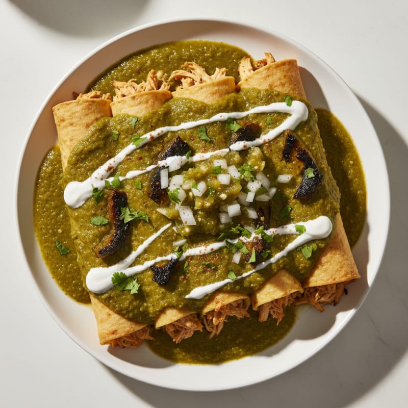 Creamy Chicken and Charred Poblano Enchiladas