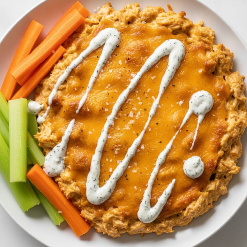Buffalo Chicken Dip with Ranch Drizzle