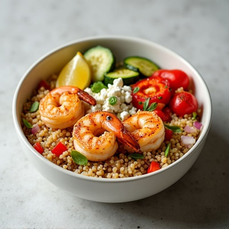 Grilled Shrimp and Quinoa Bowl with Roasted Vegetables