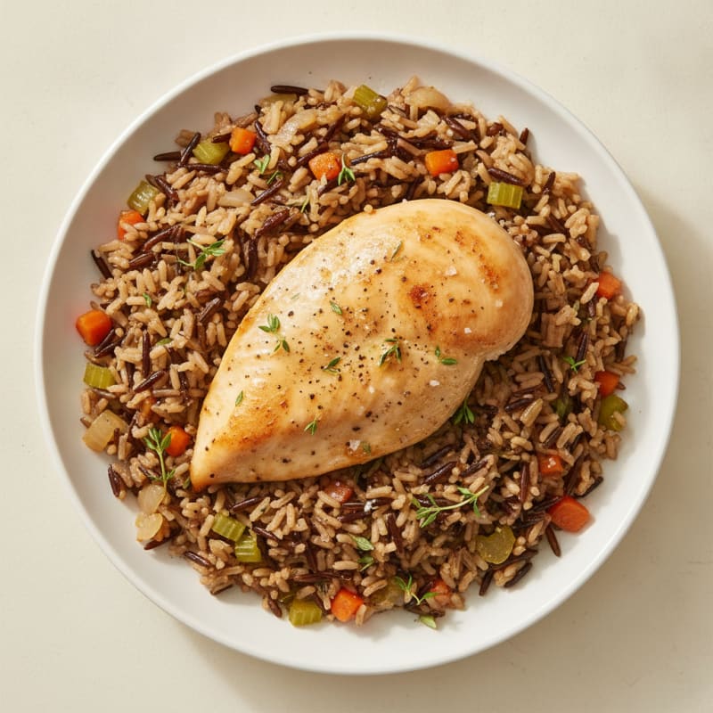 Baked Chicken and Wild Rice Pilaf
