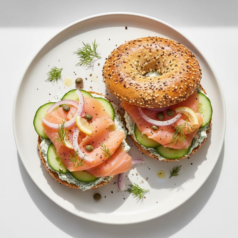 Smoked Salmon Everything Bagel Sandwich