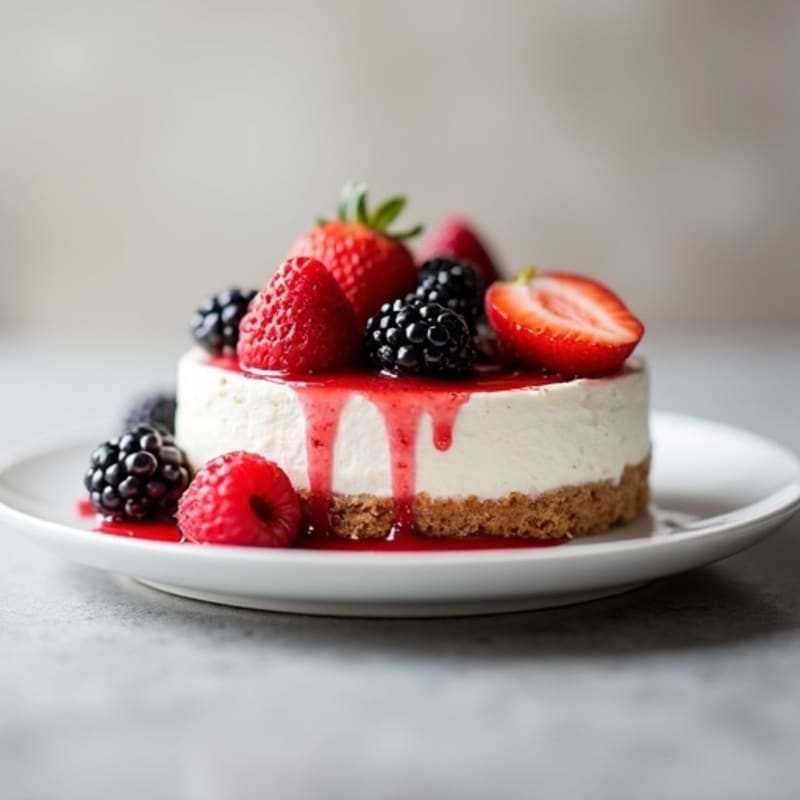 Cottage Cheese Protein Cheesecake with Fresh Berries