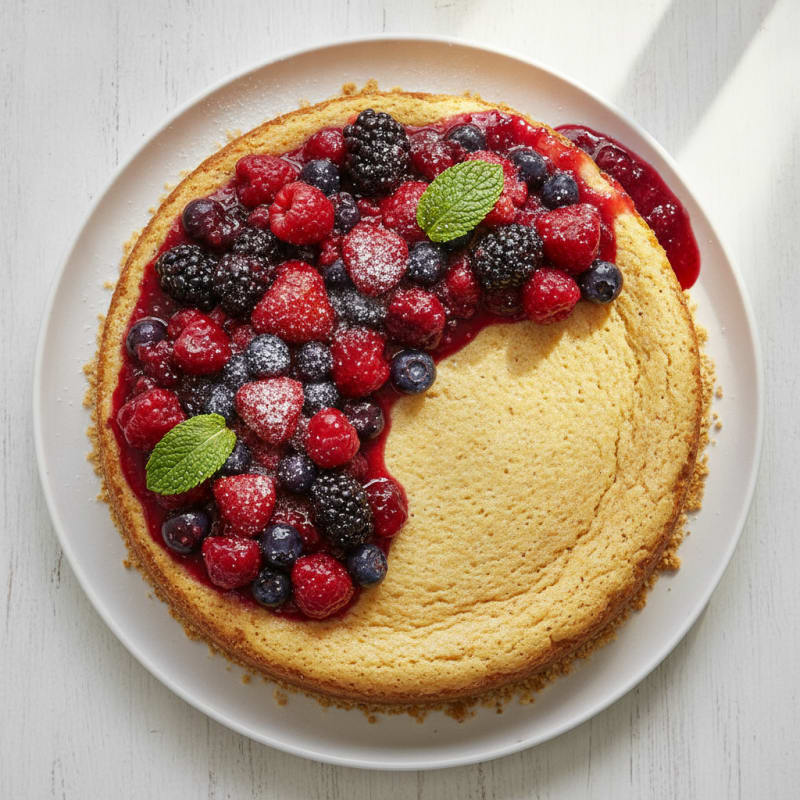 Greek Yogurt Protein Cheesecake with Mixed Berries