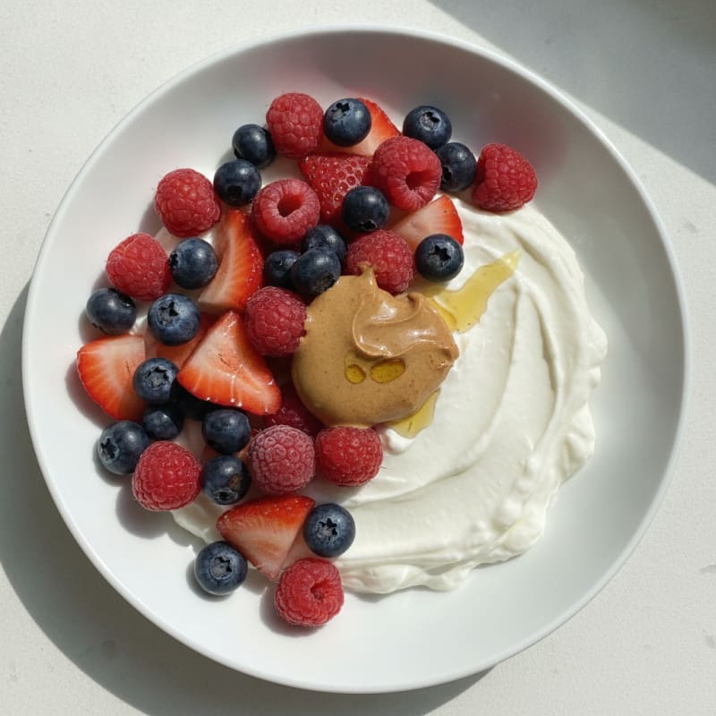 Greek Yogurt Protein Pudding with Mixed Berries