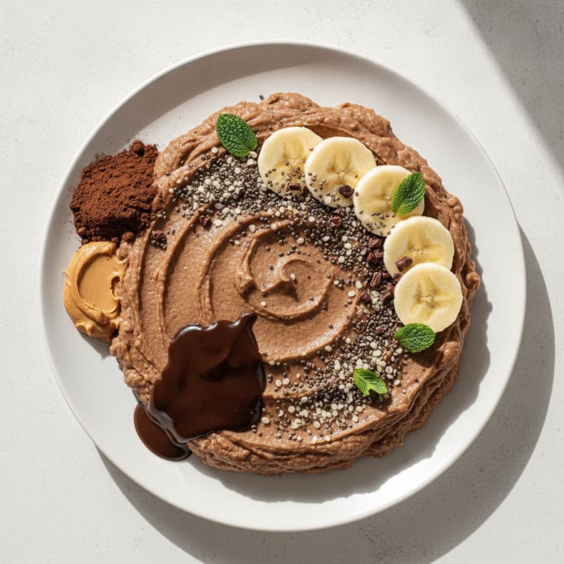 High-Protein Chocolate Peanut Butter Smoothie with Pea Protein and Chia