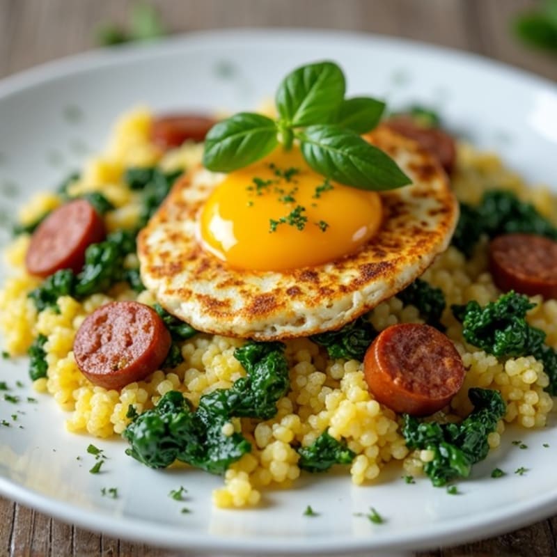 Egg White and Spinach Scramble with Turkey Sausage