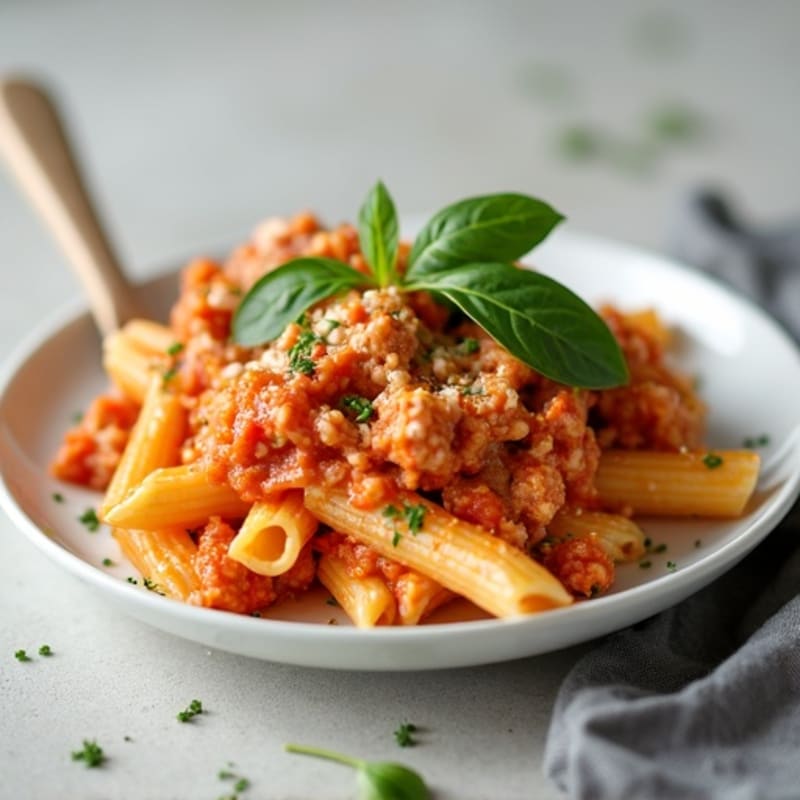 Creamy Baked Ziti with Lean Ground Turkey and Fresh Spinach