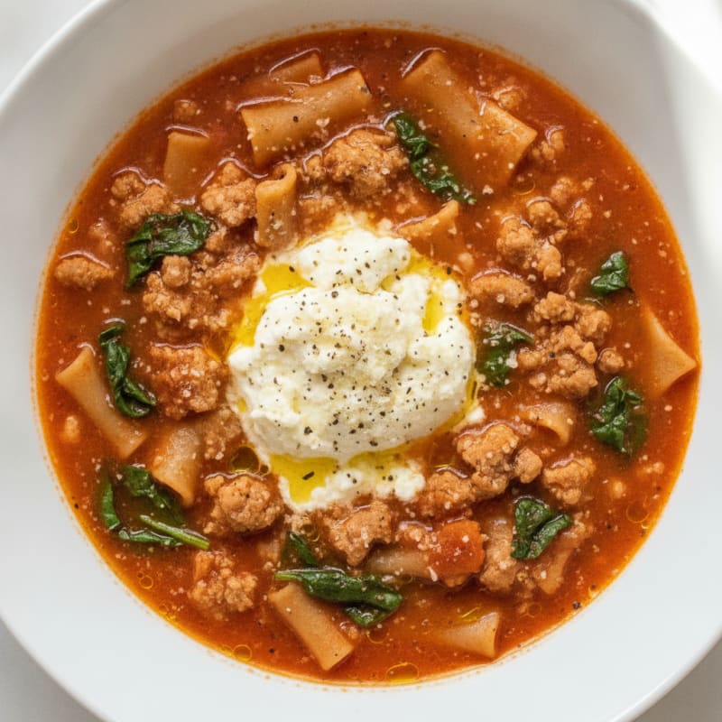 Hearty Lasagna Soup with Ricotta