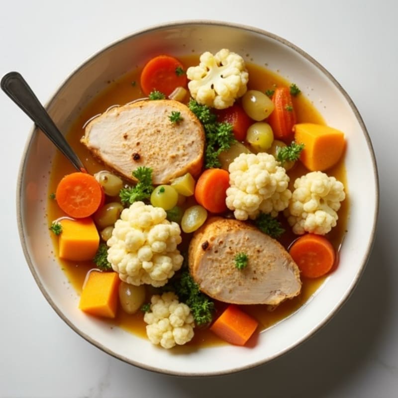 Lightened-Up Chicken and Cauliflower Dumplings Stew
