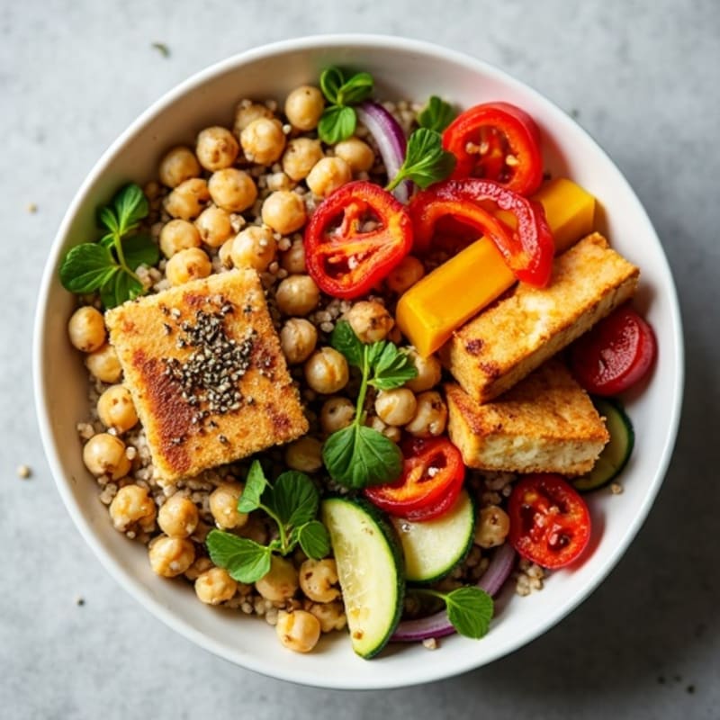 Herb-Roasted Vegetable Quinoa Bowl with Crispy Chickpeas