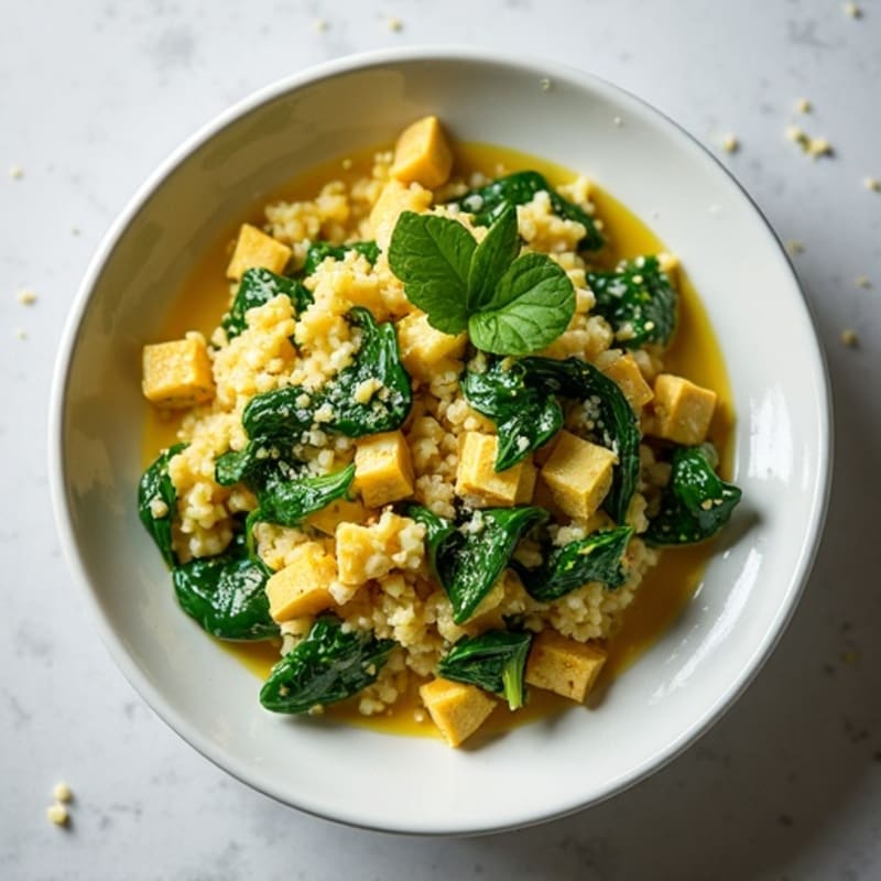 Silky Tofu and Spinach Scramble with Fresh Herbs