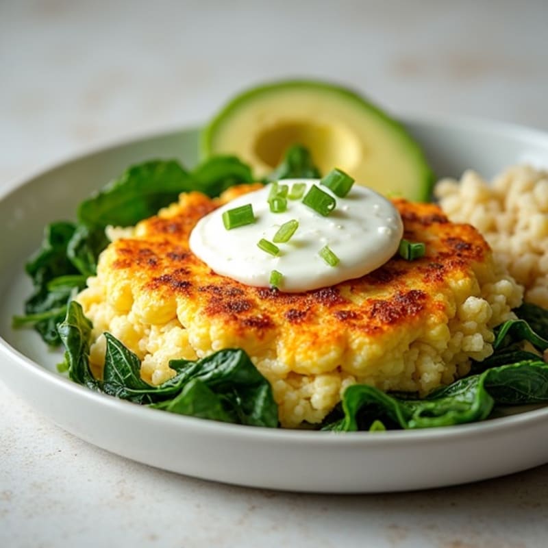 Egg White and Turkey Spinach Scramble with Cottage Cheese