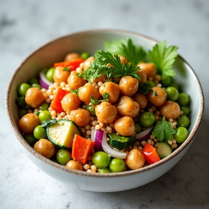 Fresh Herb-Roasted Chickpea Bowl with Lemon Tahini Drizzle
