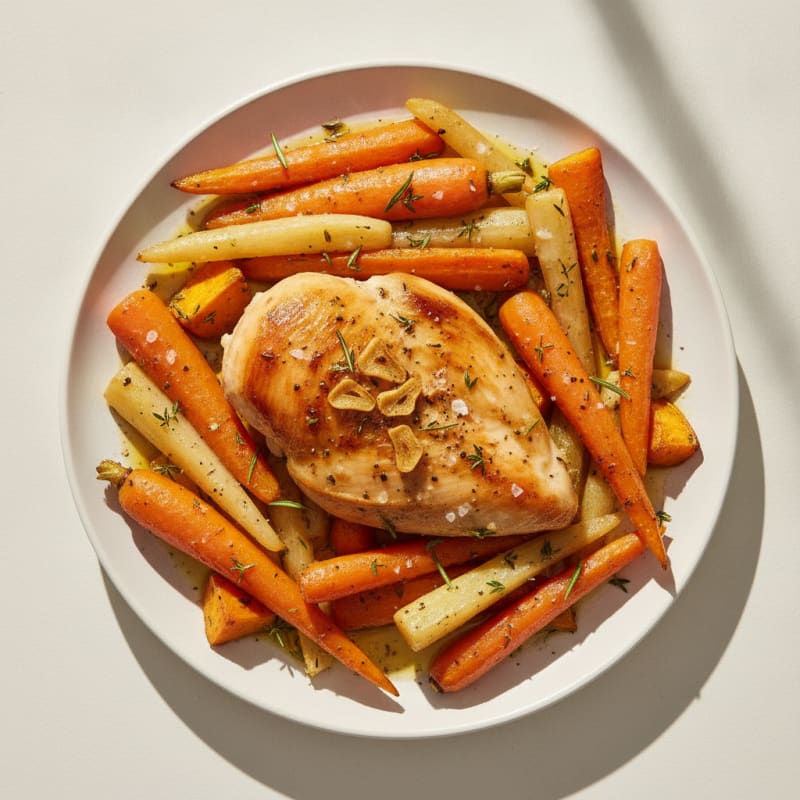 Garlic Herb Roasted Chicken with Root Vegetables