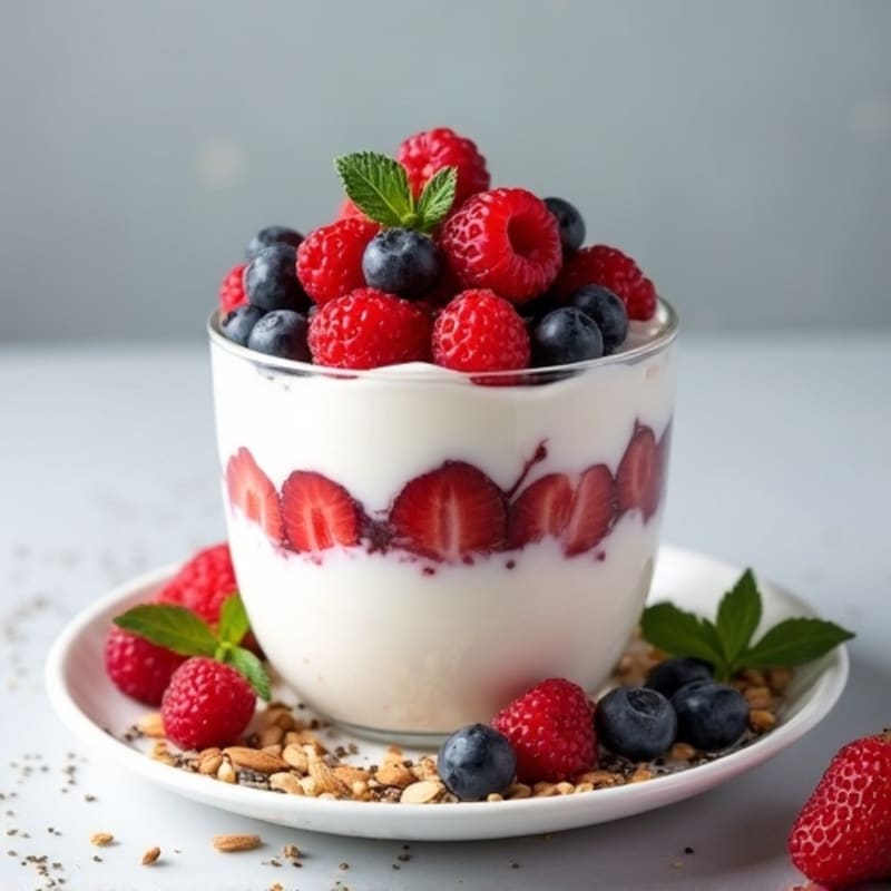 Greek Yogurt Protein Parfait with Mixed Berries