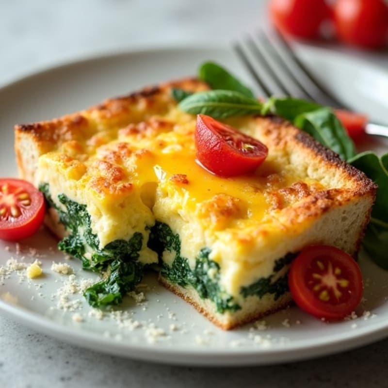 Custardy Whole Grain Savory Egg and Greens Bake