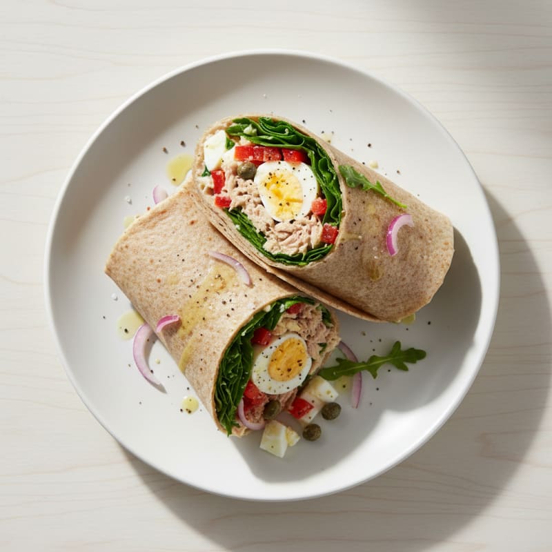 Mediterranean Tuna Egg Salad Wrap