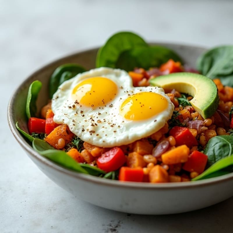 Fluffy Egg White Protein Bowl with Sweet Potato Hash