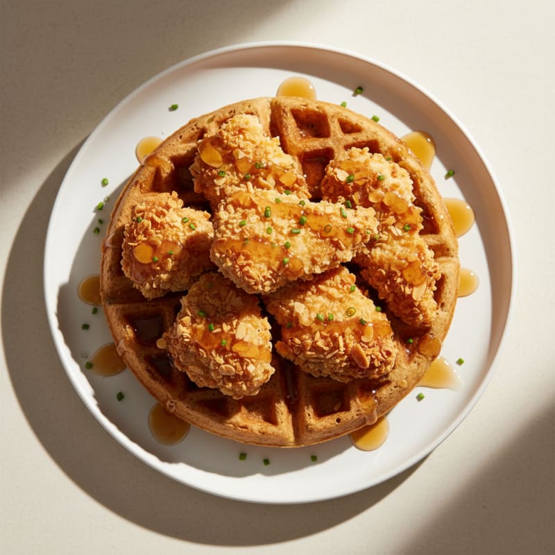 Crispy Chicken and Waffles with Maple Glaze